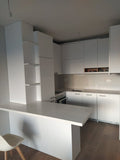 U-shaped white kitchen