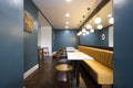 Partition with vertical slats and MDF base