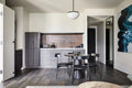 Kitchen with drawer fronts and doors made of MDF veneer