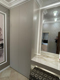 Coat rack with milled painted MDF doors according to RAL